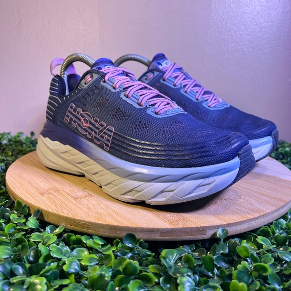 Hoka One One Shoes - HOKA ONE ONE BONDI 6 BLUE PINK WOMENS ATHLETIC RUNNING SHOE SIZE 7.5 D